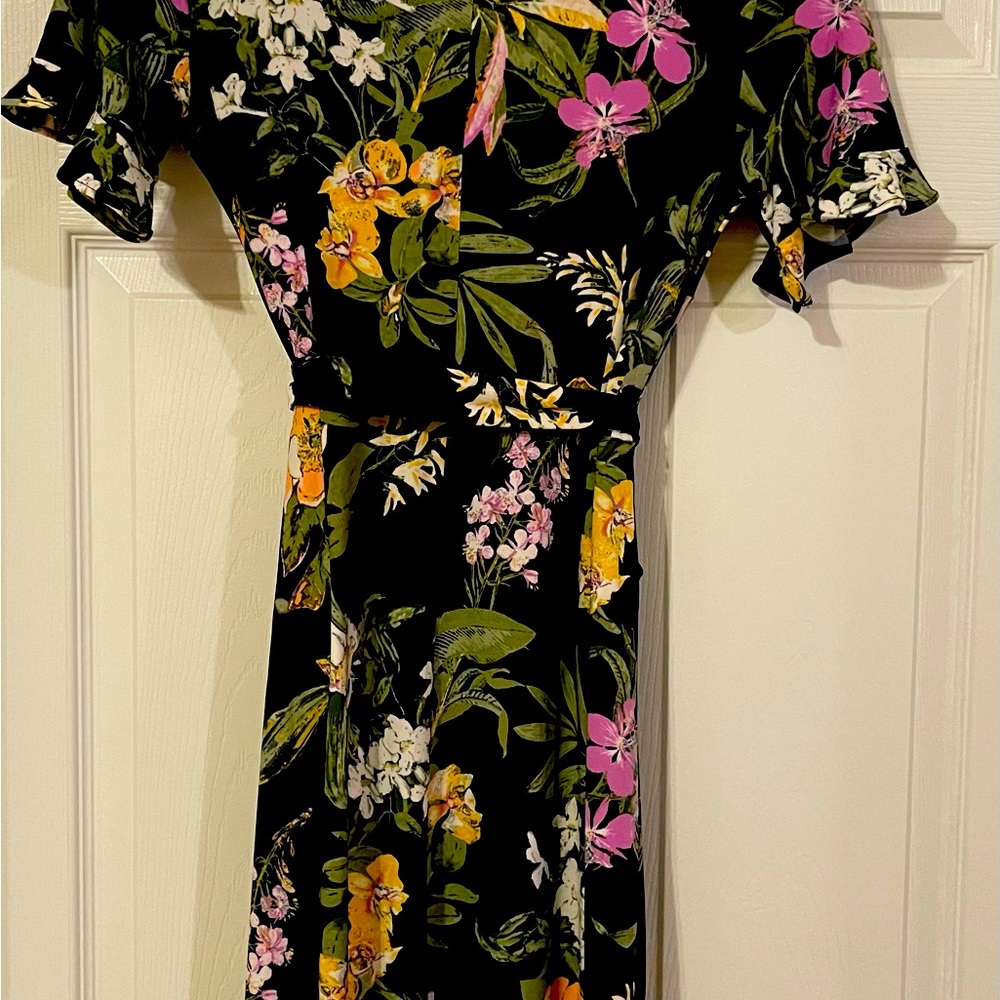 Roz and Ali floral print dress w/belt